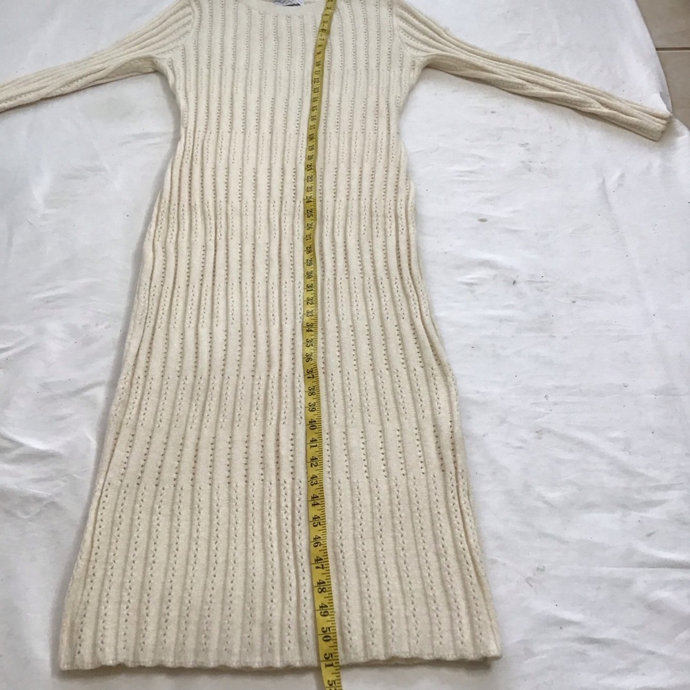 NWT- Petal & Pup Women Elegant Warm Ivory Ribbed Knit Crochet Sweater Dress L - Picture 10 of 12